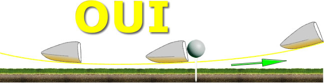 Impact de balle légèrement remontant avec le driver 